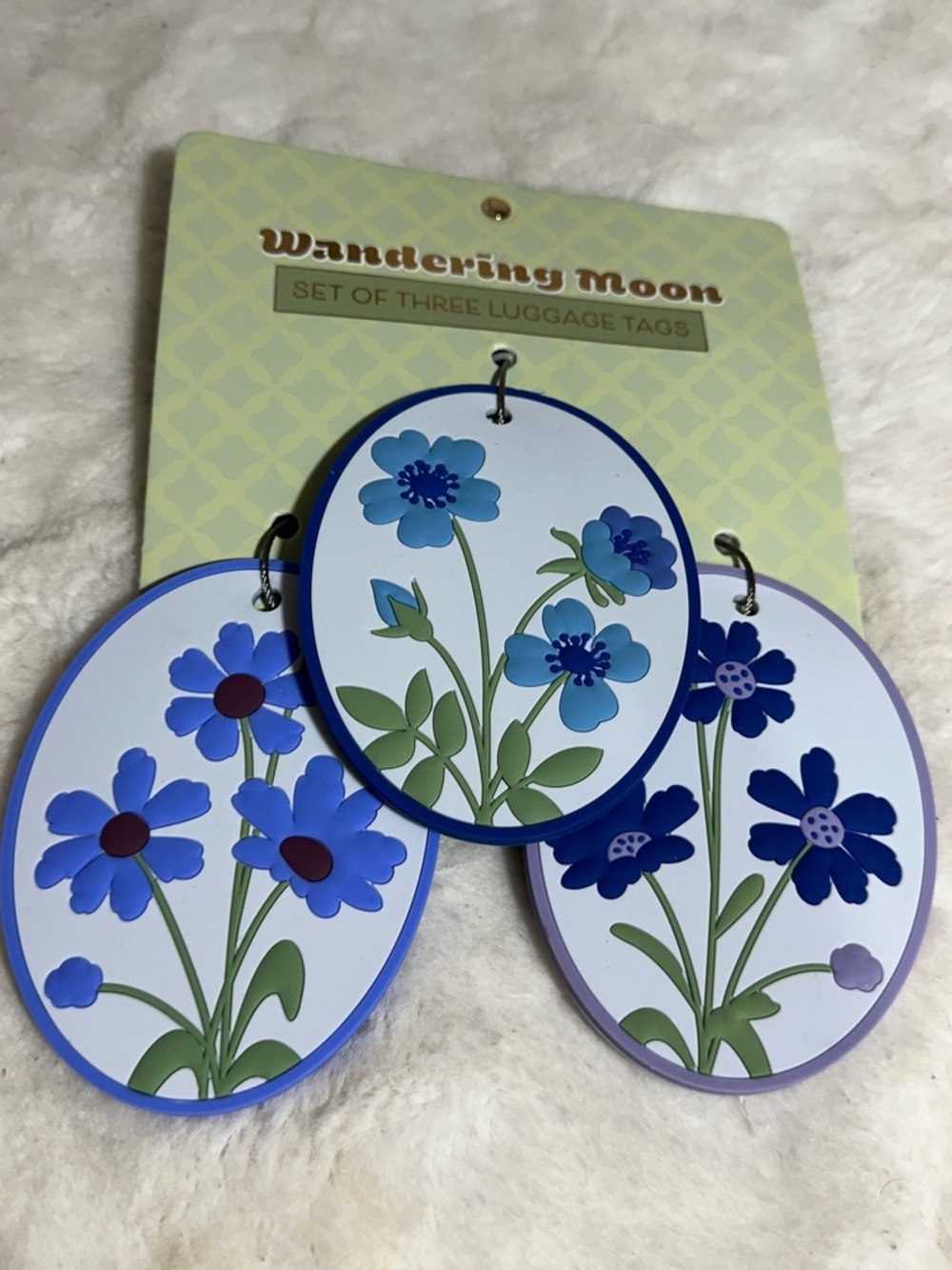 Wandering moon set of 3 floral luggage tags